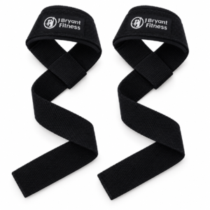 Pair of gym wrist straps displayed side by side with the wrist sections and grip surfaces visible.