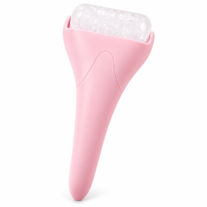 Ice roller for face shown upright with its handle and roller head clearly visible.